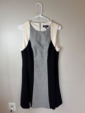 DKNY Black, Gray & Cream Colorblock Sleeveless Shift Dress -189sku
